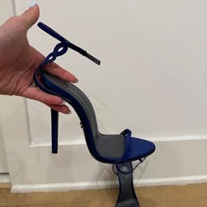 Monika Chiang Blue Satin ankle strap sandals in size 39 U.S. 8M